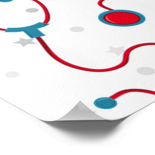 「私は医学が大好き」聴診器の医師の贈り物 ポスター (角)