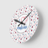 「私は医学が大好き」聴診器の医師の贈り物 ラウンド壁時計 (傾斜)