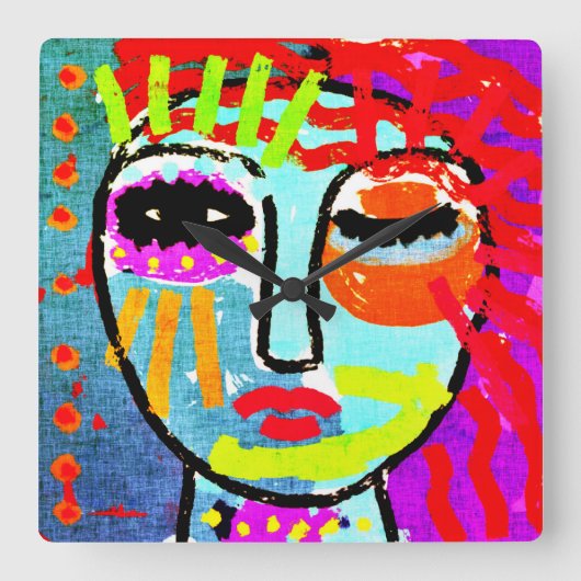 私は十分なオリジナル抽象芸術 スクエア壁時計 (正面)