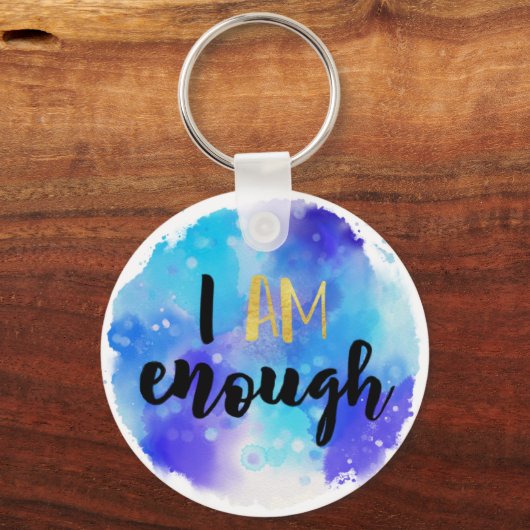 私は十分なブルーウォーター色のスピリチュアル文字 キーホルダー (正面)