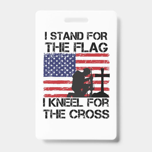 私は十字旗のアメリカのためにフラッグのクネエルのために立つ バッジ (正面)