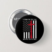 私は十字架用のフラッグクネネルのスタンドメモリアルデー 缶バッジ (正面&裏面)