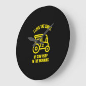 私は午前中に牛のウンチの匂いが大好き ラージ壁時計 (傾斜)