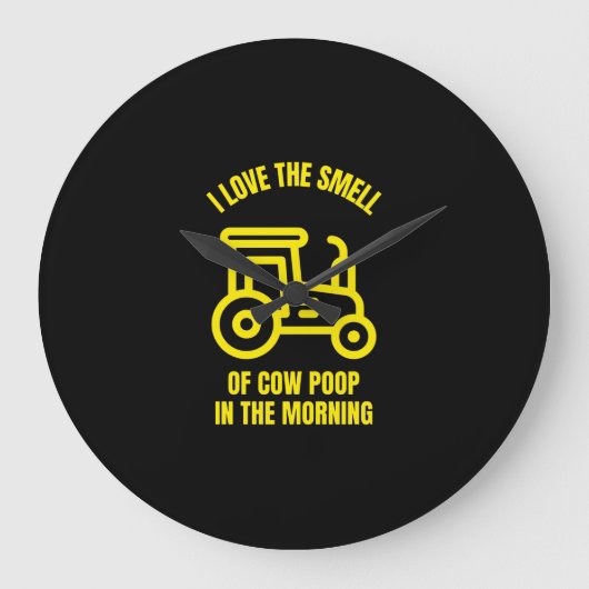私は午前中に牛のウンチの匂いが大好き ラージ壁時計 (正面)