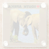 私は南アフリカの象を愛してハート ガラスコースター (裏面)