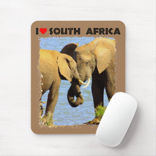 私は南アフリカの象を愛してハート マウスパッド (マウス)