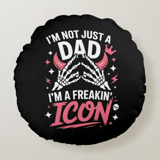 私は単なるパパではないフリーキンのアイコンTシャツ ラウンドクッション (正面)