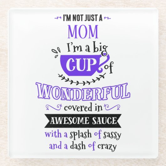 私は単なる…タイポグラフィ ガラスコースター (正面)