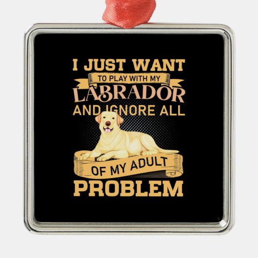 私は単に私の遊ラブラドールと一緒に メタルオーナメント (正面)