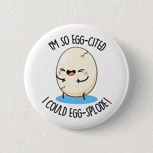 私は卵を引き立てているので卵を投げおもしろいる卵 缶バッジ (正面)