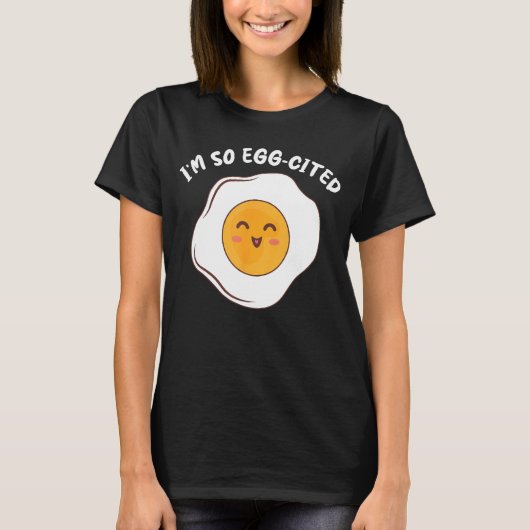 私は卵引き朝食卵かわいい揚げ卵 Tシャツ (正面)