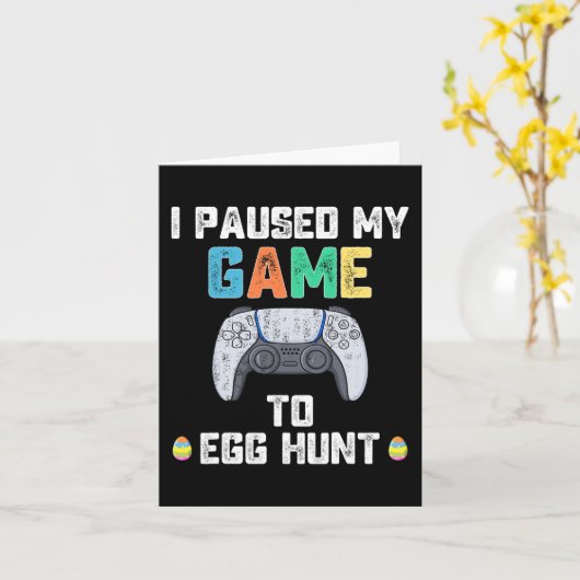 私は卵狩りイースターおもしろいゲーマーボーイズにゲームを一時停止 カード (黄色い花)