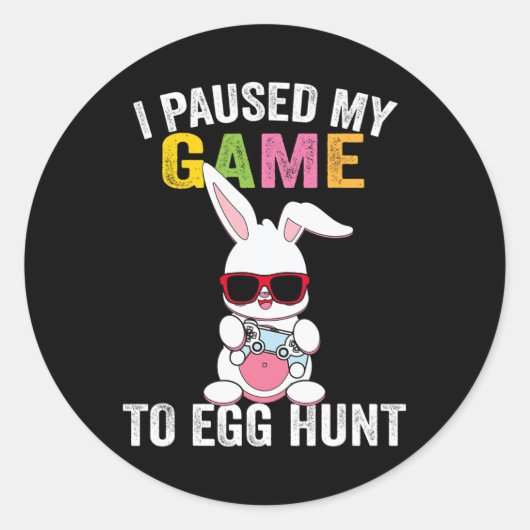 私は卵狩りイースターバニーゲーマーボーにゲームを一時停止 ラウンドシール (正面)