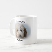 私は友達のマグカップを口にしゃべる。 コーヒーマグカップ (正面左)