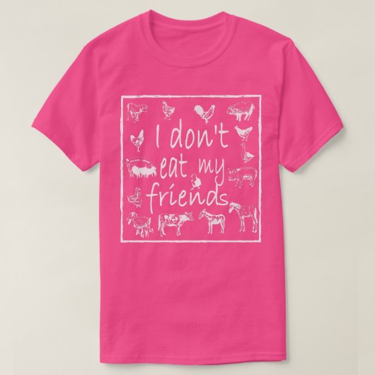 私は友達食べのベジタリアン Tシャツ (デザイン正面)