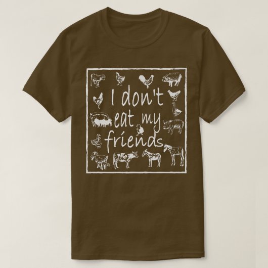 私は友達食べのベジタリアン Tシャツ (デザイン正面)