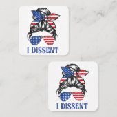 私は反対し、アメリカのフラグの女性の乱雑なパン スクエア名刺 (正面/裏面)