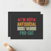 私は反社会的じゃないから猫を内向きにしたペットおもしろいなんだ ノートカード (正面/裏面インサイチュ)
