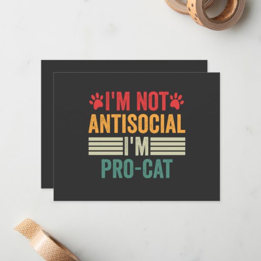 私は反社会的じゃないから猫を内向きにしたペットおもしろいなんだ ノートカード (正面/裏面インサイチュ)