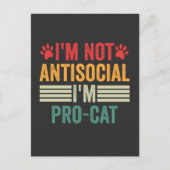私は反社会的なわけではない、ただ猫が好きなだけの面白い内向的な人 ペット ポストカード (正面)