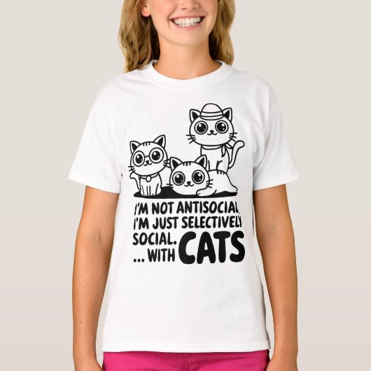 私は反社会的猫ではない Tシャツ (正面)