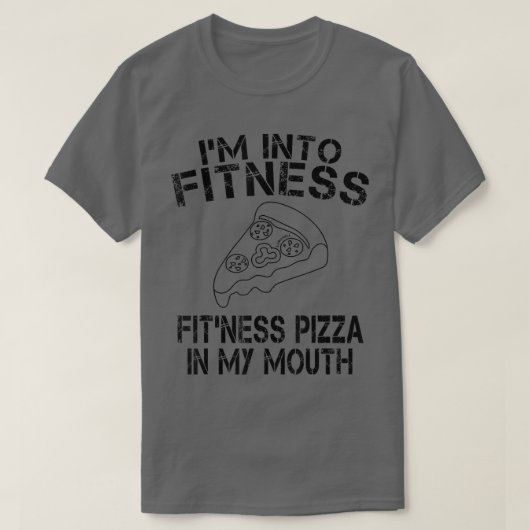 私は口の中でフィットネスピザに夢中になっている Tシャツ (デザイン正面)