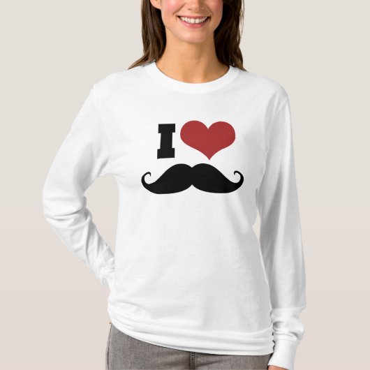 私は口ひげが大好き Tシャツ (正面)