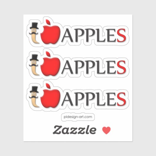 私は口ひげのリンゴおもしろいの虫が大好きだ シール (シート)