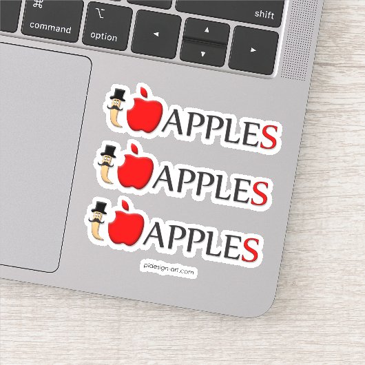 私は口ひげのリンゴおもしろいの虫が大好きだ シール (詳細)