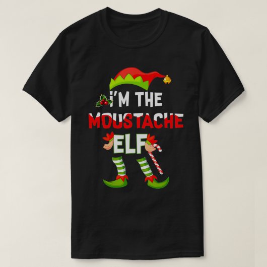 私は口ひげ小妖精や小人クリスマスマッチパジャマ Tシャツ (デザイン正面)