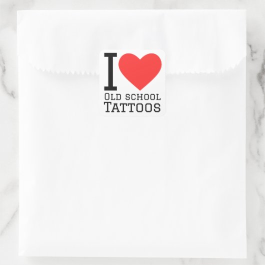 私は古い学校の刺青が大好きだ スクエアシール (バッグ)