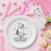私は古い英語のシープドッグ（グレー1）かわいいOESが大好き ペーパープレート (パーティー)