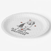 私は古い英語のシープドッグ（グレー1）かわいいOESが大好き ペーパープレート (アングル)