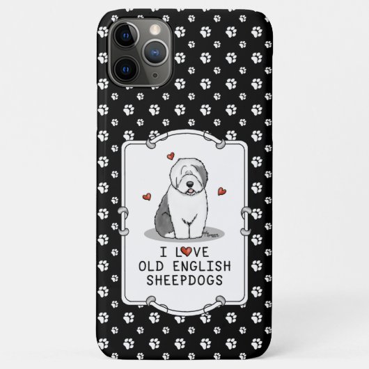 私は古い英語のシープドッグ(グレー1)かわいいOESが大好き Case-Mate iPhoneケース (裏面)