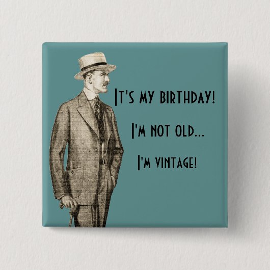 私は古くないです…私ですヴィンテージ 缶バッジ (正面)
