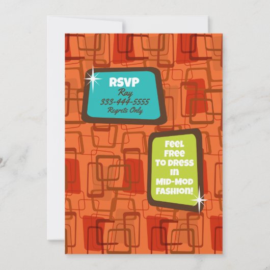 私は古くない私は世紀半ばのパーティーモダン招待状 招待状 (裏面)