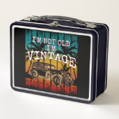 私は古くはないヴィンテージ メタルランチボックス (正面)