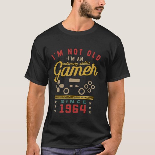 私は古くはない私は熟練したゲーマー1964ビデオゲームゲーム Tシャツ (正面)
