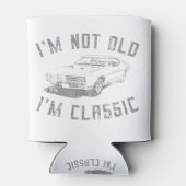 私は古くはない私は車のグラフィッククラシックおもしろいである 缶クーラー (裏面)