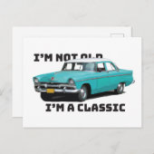 私は古くはない青いプリマスクラシックである ポストカード (正面/裏面)