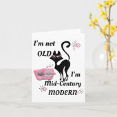 私は古くはない ミッドセンチュリー モダン レトロ 猫 &amp; R カード (黄色い花)