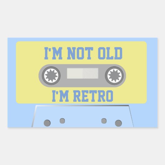 「私は古くはない、レトロだ」 長方形シール (正面)