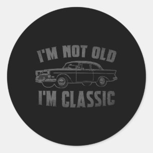 私は古くはないClic Car おもしろい Graphic Faters Day ラウンドシール