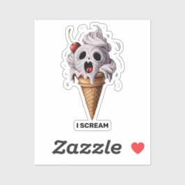 "私は叫ぶ"幽霊シェフおもしろいハロウィーンアイスクリームセント シール