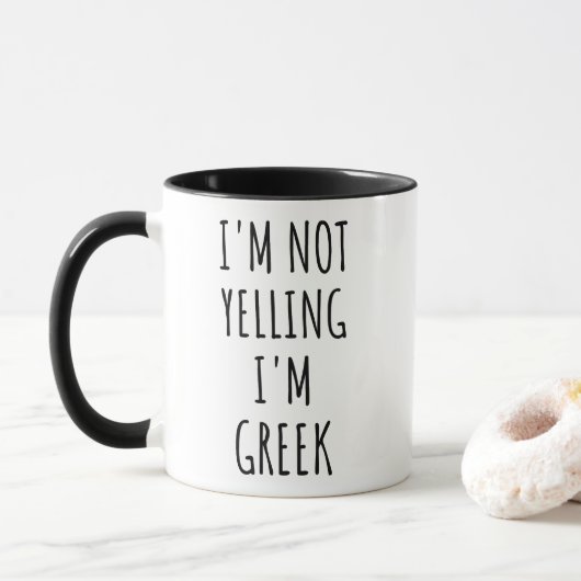 私は叫んではいない、私はギリシャおもしろい人 マグカップ (ドーナツ)