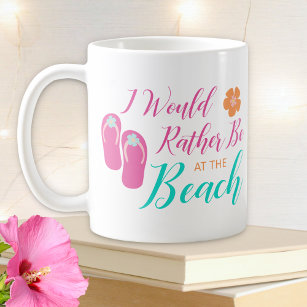 私は可愛いおもしろいのビーチに居たい コーヒーマグカップ