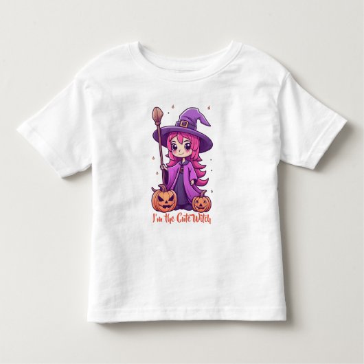 私は可愛いウィッチピンクガーリーハロウィン トドラーTシャツ (正面)