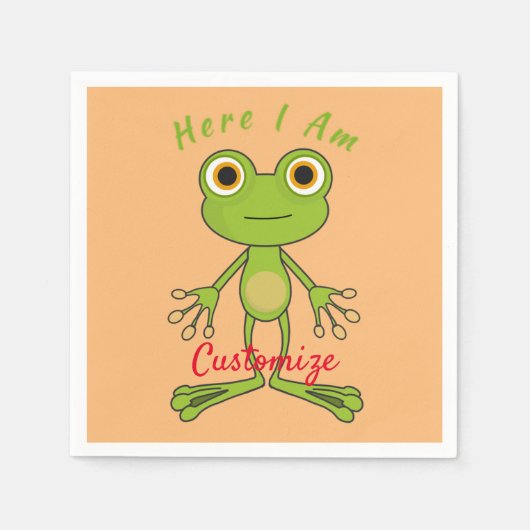 私は可愛いカエルのサンダー_コーブ スタンダードカクテルナプキン (正面)