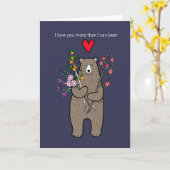 私は可愛いクマの愛に耐えられない以上にあなたを愛している カード (黄色い花)