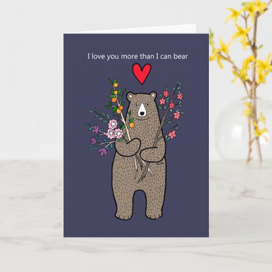 私は可愛いクマの愛に耐えられない以上にあなたを愛している カード (黄色い花)